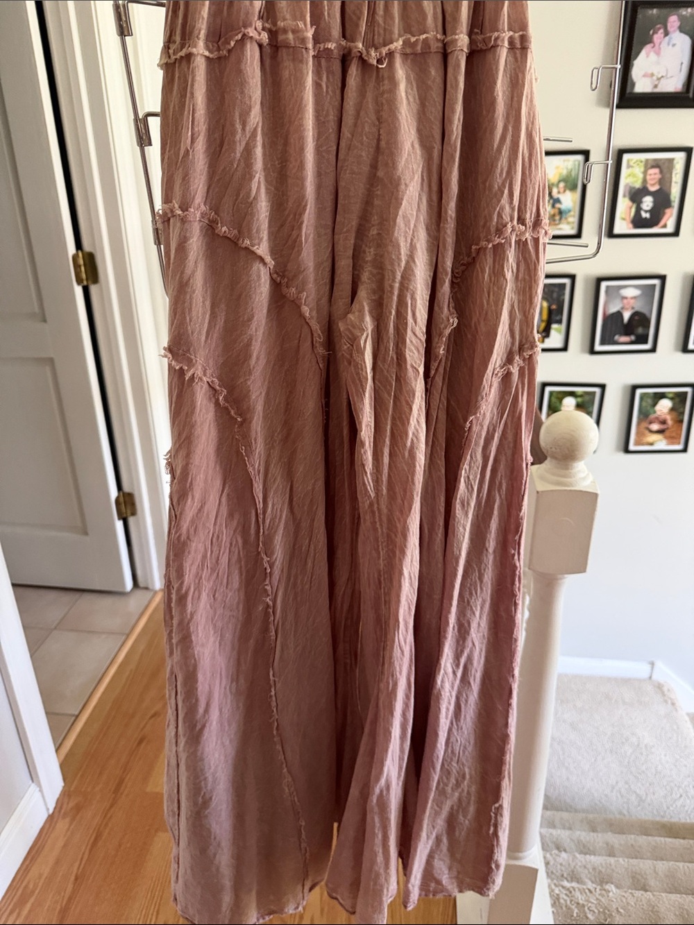 Wide-Leg Tiered Wide Legged Pants in Dusty Rose